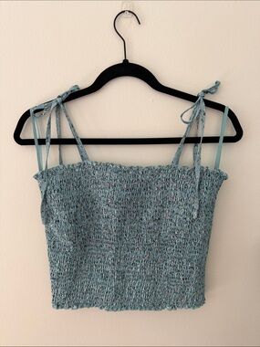 She & Sky Floral Smocked Tube Top with Shoulder Ties